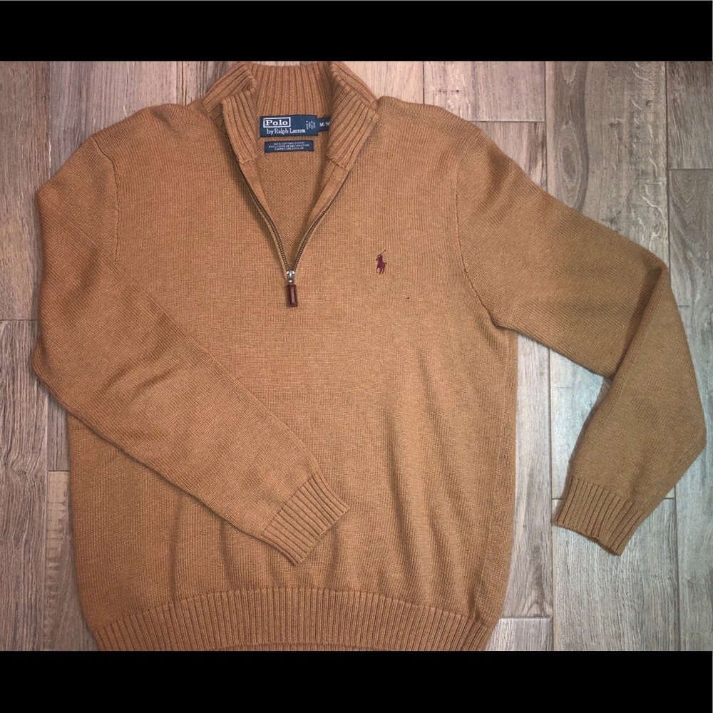 Brown Polo Quarter Zip Sweater